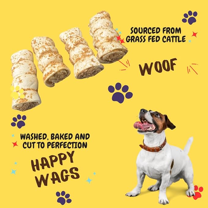 Woofley's 5-6" Bully Dusted Beef Cheek Roll - (20 Count)- Beef Cheek Rolls for Dogs - Long Lasting Natural Dog Chews