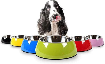 Pet Bowls Stainless Steel Dog Cat Pet Bowl Universal Pet Water and Food Bowls 4 Sizes and 5 Colors Available (L, Yellow)