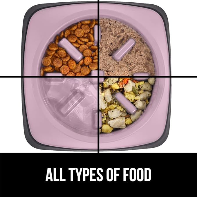 GORILLA GRIP Patent Pending Slow Feeder Dog Bowls, Interactive Puzzle Toy for Dogs and Cats Food Training, Keeps Pets Busy and Prevents Puppy Overeating, All Breeds, 100% BPA Free, 2 Cup, Pink