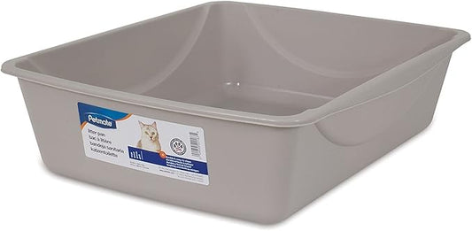 Petmate Open Cat Litter Box; Large Nonstick Litter Pan Durable Standard Box, Grey Great for Small & Large Cats Easy to Clean; Made in USA