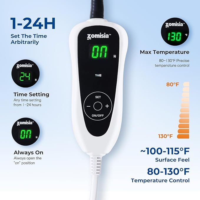 ZOMISIA Heated Cat House for Indoor Cats - Cat Warming Bed for Winter with Fluffy Ball Hanging and Adjustable Heating Pad, Foldable Cat Hideaway,16.5x16.5x13 inches, Navy Blue