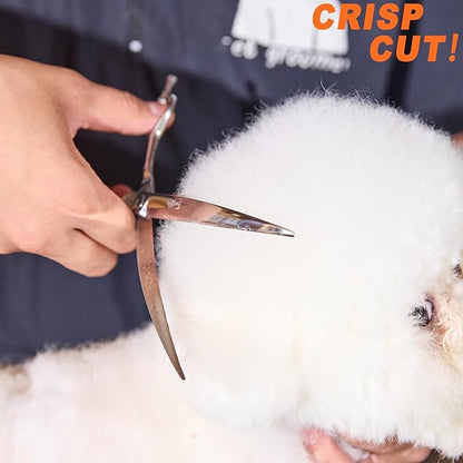 High-end Professional Dog Grooming Curved Scissors Pet Curved Shears 7.5 Inches Extremely Very Sharp Made Of Stainless Steel Alloy By Hand For Dog Cat Groomer