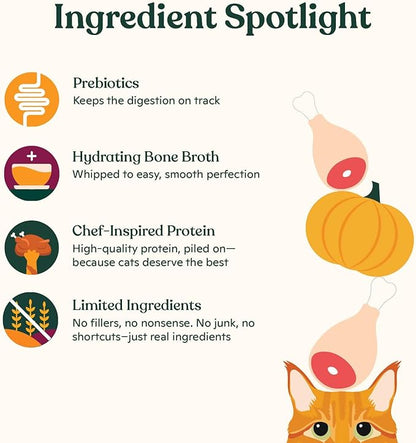 Made by Nacho Digestive Mousse Sachets, Lickable Cat Treats, 12 Count with Bone Broth, 0.5 oz, No Grains, Corn, Wheat or Soy