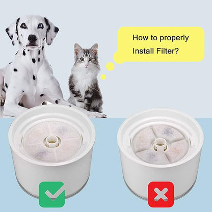 Cat Water Fountain Filters, Pack of 12 Replacement Filter Fit for 81oz/2.4LCat Pet Fountain, 3 Filtration System