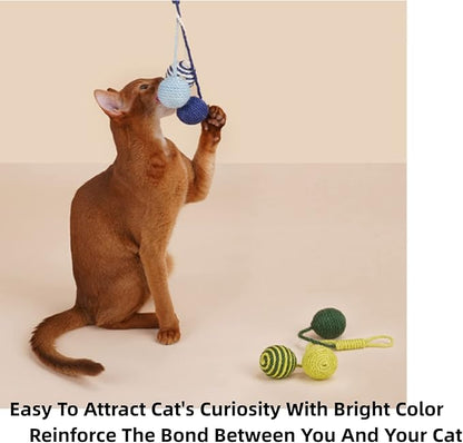 Cat Toy Sisal Ball Hanging Cat Toy Handmade Cat Rope Ball Chew Eco-Friendly Toy Pets Interactive Toy Cat Toys for Indoor Cats (Original Color, 1pcs)