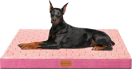 Patas Lague Orthopedic Jumbo Dog Bed for Extra Large Dogs 56''X40'', Waterproof Soft Warm Comfortable Egg Crate Foam Jumbo Pet Beds Mat with Removable Washable Cover and Nonskid Bottom, Pink