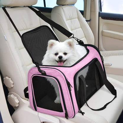Large Cat Carriers Dog Carrier Pet Carrier for Large Cats Dogs Puppies up to 25Lbs, Big Dog Carrier Soft Sided, Collapsible Travel Puppy Carrier - Large - Pink