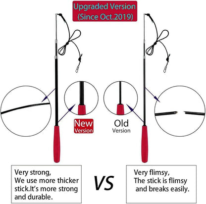 Retractable Cat Toy Wand, 12 Packs Interactive Cat Feather Toys, 9 Assorted Teaser Refills with Bell for Kitten (Pink)