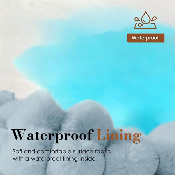 Large Orthopedic Dog Crate Bed with Waterproof Lining, Soft Short Plush Surface & Egg Crate Foam for Calming Puppy, Machine Washable Pet Bed with Removable Cover & Anti Slip Bottom