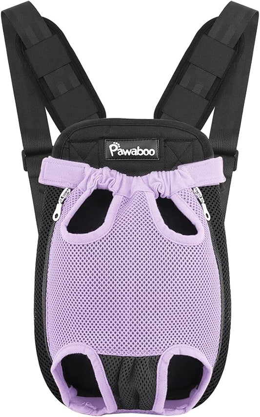 Pawaboo Pet Carrier Backpack, Adjustable Pet Front Cat Dog Carrier Backpack Travel Bag, Legs Out, Easy-Fit for Traveling Hiking Camping for Small Medium Dogs Cats Puppies, Small, Purple