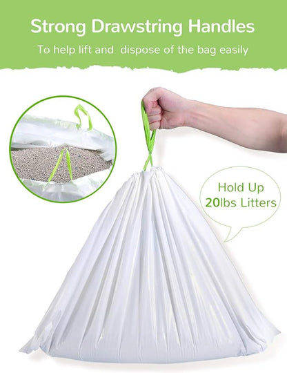 Litter Box Liners, 28 Count Giant Jumbo Cat Litter Pan liners, Drawstring Litter Liner Bags For Litter Box Pan, Extra Large Thick Kitty Litter Liner XXL, Eco Friendly Pet Supplies (45" x 19")