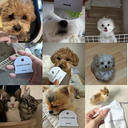 Professional Dog Eye Comb and Cat | Tear Stain Remover for Pets | Round Fine-Tooth Grooming Brush for Gentle Facial Cleansing | Easy Eye Gunk Remover | Includes Bag