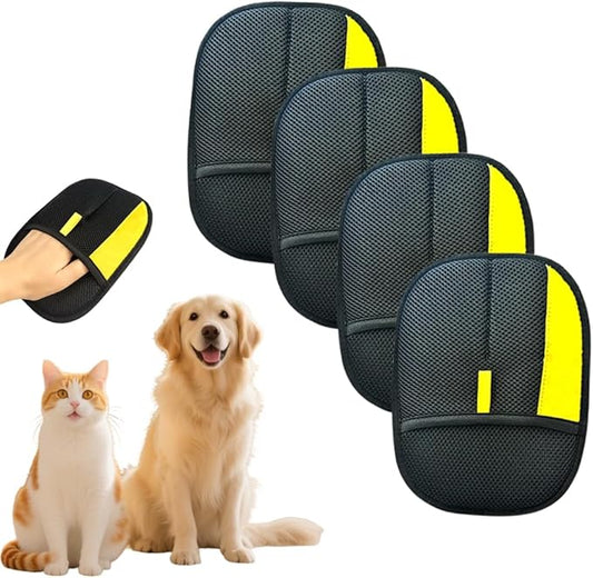 CAIBAO Electrostatic Pet Hair Removal Gloves: Quick Wiping - Reusable & Washable for Sofa Clothing Pet Beds Effortless Cats & Dogs Hair Remover for Busy Pet Owners (4pcs-Black)