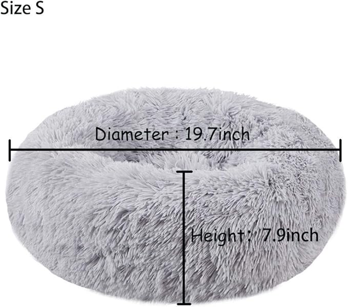 BODISEINT Modern Soft Plush Round Pet Bed for Cats or Small Dogs, Mini Medium Sized Dog Cat Bed Self Warming Autumn Winter Indoor Snooze Sleeping Cozy Kitty Teddy Kennel (20'' D x 8'' H, Light Grey)