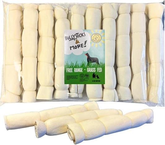BULLYSTICKS & MORE Beef Cheek Rolls for Dogs (10-12" Regular Retriever Roll - 10 Count) - Beef Cheek Bones for Dogs - Dog Parents Choice - Premium No Hide Rolls
