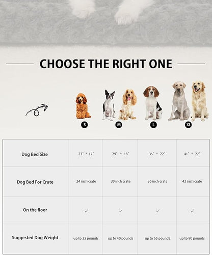 Washable Dog Bed Mat Reversible Dog Crate Pad Soft Fluffy Pet Kennel Beds Dog Sleeping Mattress for Large Jumbo Medium Small Dogs, 29 x 18 Inch, Brown