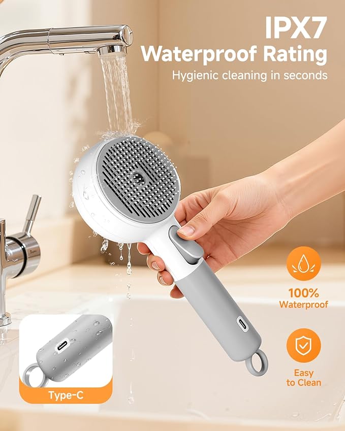 Pet Brush for Cats & Dogs Steam, 3-in-1 Steam Beauty Pet Comb, 2-Speed Spray Settings, Removes Dander and Deshedding Tool, One-Touch Self-Cleaning Hair Brush, for Long and Short Hair Pets