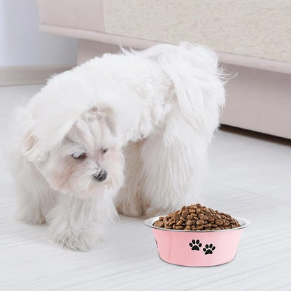 Stainless Steel Dog Bowls, Nonslip Rubber Bottom No Spill Proof Skid Metal Insulated Dog Bowls for Large Medium Small Breed Dogs (Pink, 3.6 Cups/29 OZ)
