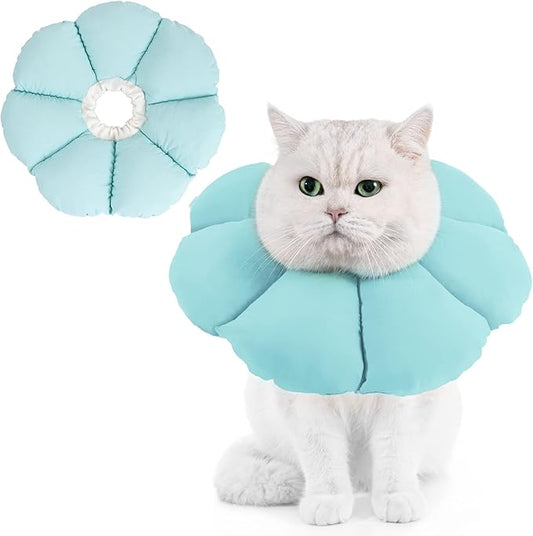 Avont Cat Cone Collar Soft, Adjustable Recovery E Collar Alternative for Cats Kittens Puppies, Elizabethan Neck Cone of Shame to Prevent Licking Biting After Surgery Protect Wounds -Blue(S)