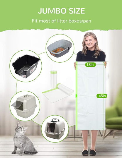 Litter Box Liners, 28 Count Giant Jumbo Cat Litter Pan liners, Drawstring Litter Liner Bags For Litter Box Pan, Extra Large Thick Kitty Litter Liner XXL, Eco Friendly Pet Supplies (45" x 19")