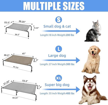 Simple Trending Elevated Dog Bed, Waterproof Small Pet Cot, Breathable Cooling Raised Pet Bed for Small Dogs Breeds Load 200lb, 36.5" x 22.5", Grey