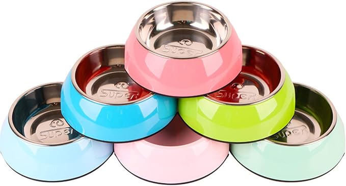 Pet Bowls Stainless Steel Dog Cat Pet Bowl Universal Pet Water and Food Bowls 4 Sizes and 5 Colors Available (L, Black)