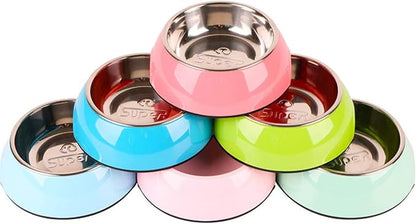 Pet Bowls Stainless Steel Dog Cat Pet Bowl Universal Pet Water and Food Bowls 4 Sizes and 5 Colors Available (L, Black)