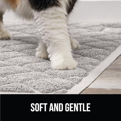 GORILLA GRIP Cat Litter Box Mat, 35x23, Water Resistant, US Designed Kitty Litter Trapping Mats, Easy to Clean, Scatter Control, Less Mess and Clean Floors, Kitten Supplies for Indoor Cats, Light Gray