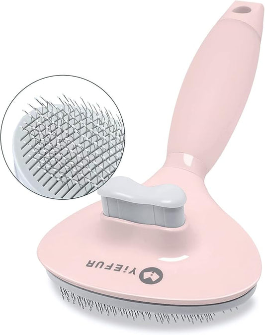 Cat Hair Brush, Soft Silicone Self Cleaning Brush for Short and Long Haired Cats, Pink Pet Grooming Comb, Cat Shedding Brushes