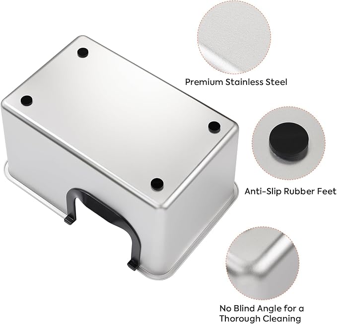 Yangbaga Extra Large Stainless Steel Litter Box, Leak Proof 12 Inches High Sides for Urine & Litter Trapping, Easy Entry for Kittens, Older Cats,Non-Stick,Non-Slip,No Sharp Edges