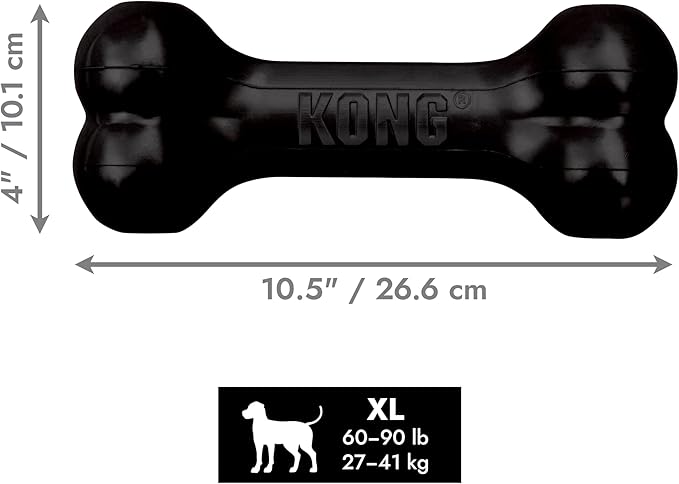KONG - Extreme Goodie Bone Most Durable Natural Rubber Dog Bone for Power Chewers - Black - for Extra Large Dogs