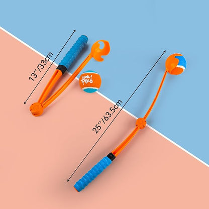 ALL FOR PAWS 25“ Dog Ball Thrower, Upgraded Foldable Tennis Ball Fetch Thrower for Dogs, Dog Ball Launcher Toy for Medium & Large Dog, Soft and Comfortable Tennis Fetch Handle, 2.5 Inch Ball Included