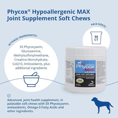 DechraSupply Phycox MAX Hypoallergenic (HA) Soft Chews, Joint Supplement for Dogs (90ct)