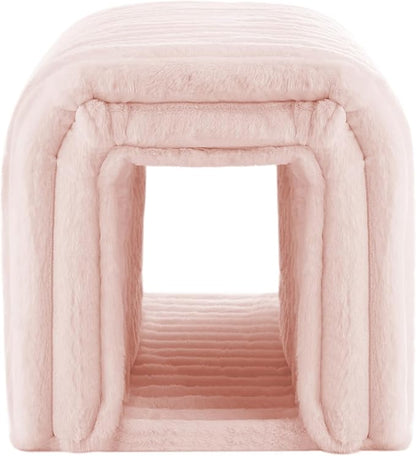 Storage Bench Pet Supplies Corduroy Bench Cat's nest to Hide for The Living Room, Entryway and Bedroom (Pink)