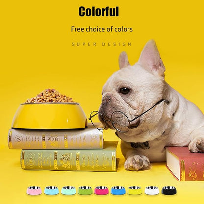 Pet Bowls Stainless Steel Dog Cat Pet Bowl Universal Pet Water and Food Bowls 4 Sizes and 5 Colors Available (S, Blue)