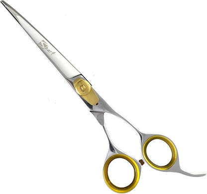 Sharf Professional Pet Shears Kit: Gold Touch Dog Grooming 7.5 Inch Curved Shear & 7.5 Inch Straight Scissors | Must-Have Groomers & Home Groomer Scissors Set