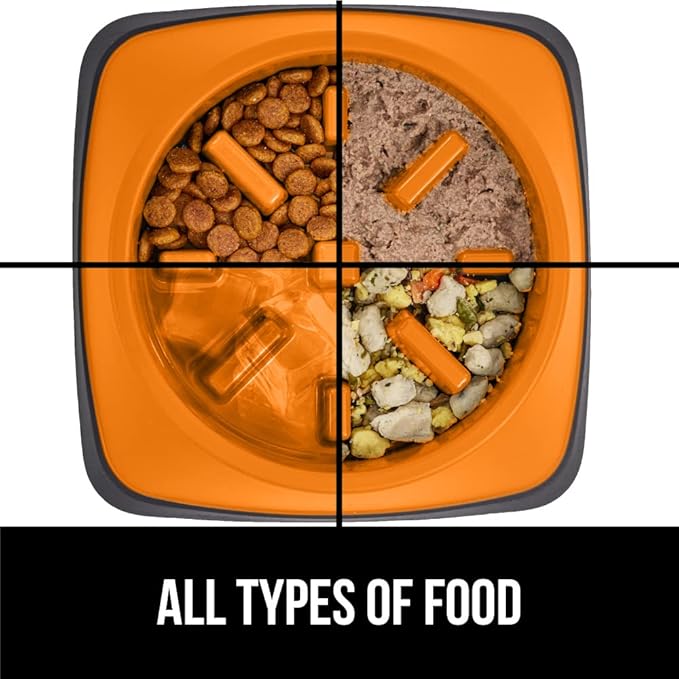 Gorilla Grip Slow Feeder Dog and Cat Bowls, Interactive Puzzle Toy for Dogs and Cats Food Training, Keeps Pets Busy and Prevents Puppy Overeating, Large, Small Breeds, 100% BPA Free, 1 Cup Orange