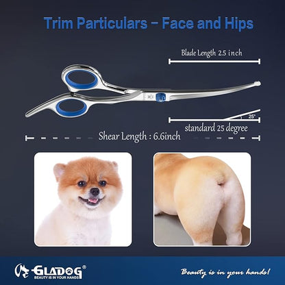 Dog Grooming Scissors Kit with Safety Round Tips, GLADOG Professional 6 in 1 Grooming Scissors for Dogs, Sharp and Heavy-duty Dog Grooming Shears for Dogs Cats Pets