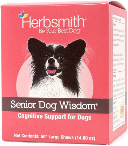 Herbsmith Senior Dog Wisdom – Dog Dementia Supplement – DHA for Senior Dog Brain Health - Senior Supplement for Dogs- 60ct Large Chews