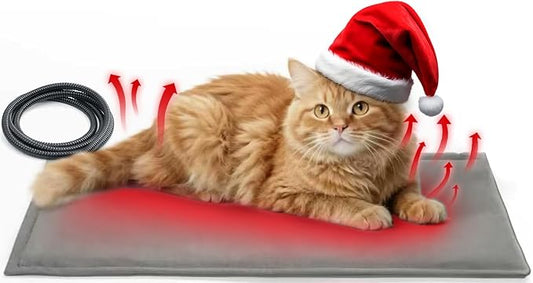 Ortri Cat Heating Pad for Bed Warming: Large Electric Heated Mat for Pets 30"x13.77" Self-Warming Heat Blanket for Small Dogs Kittens Animal Houses with Removable Washable Cover for Indoor Barn Use