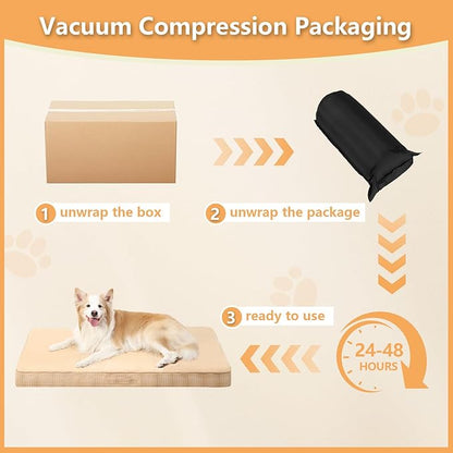 MIHIKK Washable Orthopedic Dog Bed for Large Dogs, XL Waterproof Pet Bed with Egg Crate Foam Strong Support, Machine Washable Cover & Anti-Slip Bottom & Durable Zipper 41x27(Light Brown)