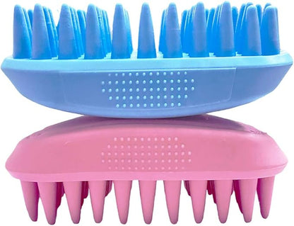 Pet Silicone Shampoo Brush for Long & Short Hair Medium Large Pets Dogs Cats, Anti-skid Rubber Dog Cat Pet Mouse Grooming Shower Bath Brush Massage Comb (Blue (New))