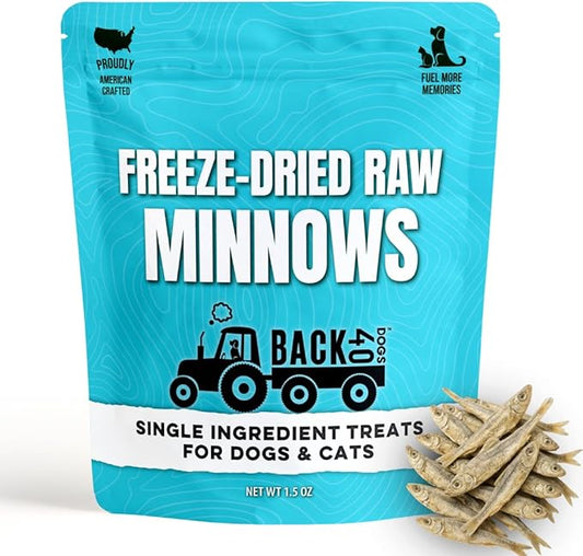 Premium Freeze Dried Minnows for Dogs & Cats - Single Ingredient Raw Dog Training Treats & Dog Food Topper - Made in USA - Gluten Free, Grain Free, High Protein, Rich in Omega-3s - (1.5oz)