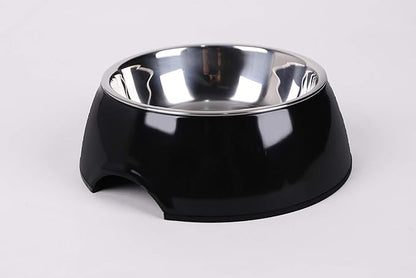 Pet Bowls Stainless Steel Dog Cat Pet Bowl Universal Pet Water and Food Bowls 4 Sizes and 5 Colors Available (S, Black)