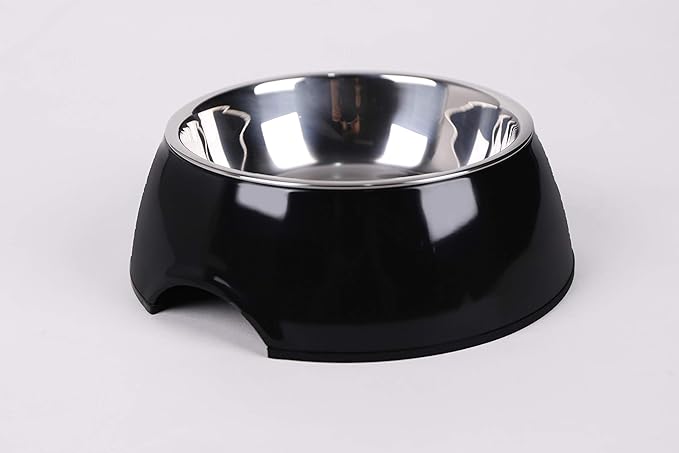 Pet Bowls Stainless Steel Dog Cat Pet Bowl Universal Pet Water and Food Bowls 4 Sizes and 5 Colors Available (L, Black)