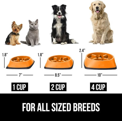 GORILLA GRIP Patent Pending Slow Feeder Dog Bowls, 4 Cup Interactive Puzzle Toy for Dogs and Cats Food Training, Keeps Pets Busy and Prevents Puppy Overeating, All Breeds, 100% BPA Free, Orange