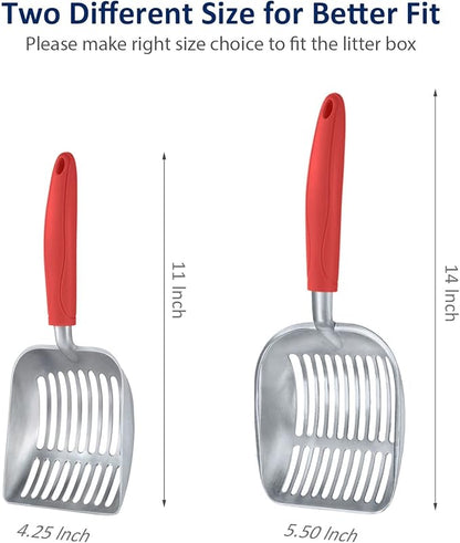 WePet Cat Litter Scoop, Aluminum Alloy Sifter, Kitty Metal Scooper, Deep Shovel, Long Handle, Poop Sifting, Kitten Pooper Lifter, Durable, Heavy Duty, for Litter Box