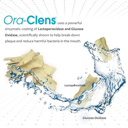 Oral Hygiene Chews for Small Dogs - Cleans Teeth and Freshens Breathe - Coated with Enzymes - Prevents Plaque & Bacteria Build Up - 30 Chews