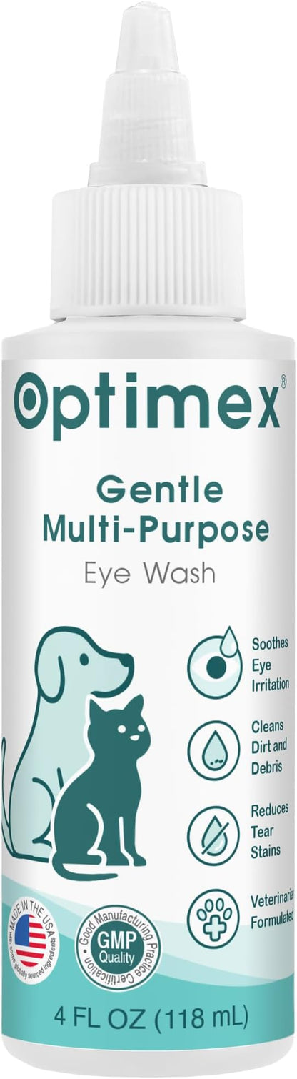 Gentle Multi-Purpose Eye Wash for Dogs & Cats-4 fl oz-Helps with Eye Infections, Redness, Irritation, Tear Stains & Discharge-Supports Pink Eye, Conjunctivitis & Dry Eye Relief-Vet Formulated