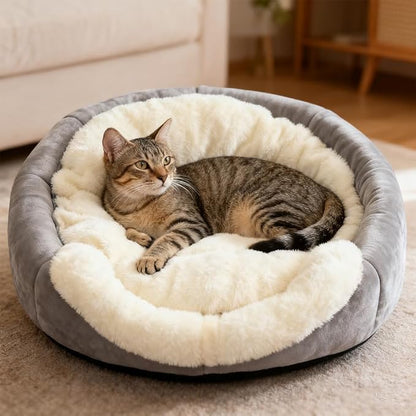 Lcybem Cat Beds for Indoor Cats - Rabbit-Shaped Cat Cave Bed with Hanging Toy,Super Soft Calming Pet Bed for Kitten,Small Dog,Warm Plush&Machine Washable&Removable Cotton Pad,cat Hideaway